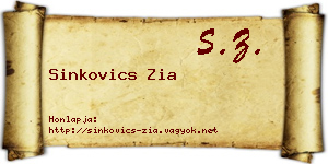 Sinkovics Zia névjegykártya